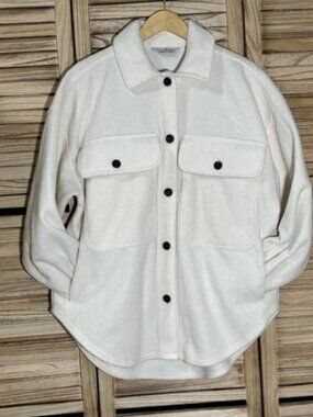 Alpine Design Women’s Shacket Cream Heavyweight Flannel Shirt Jacket Size M